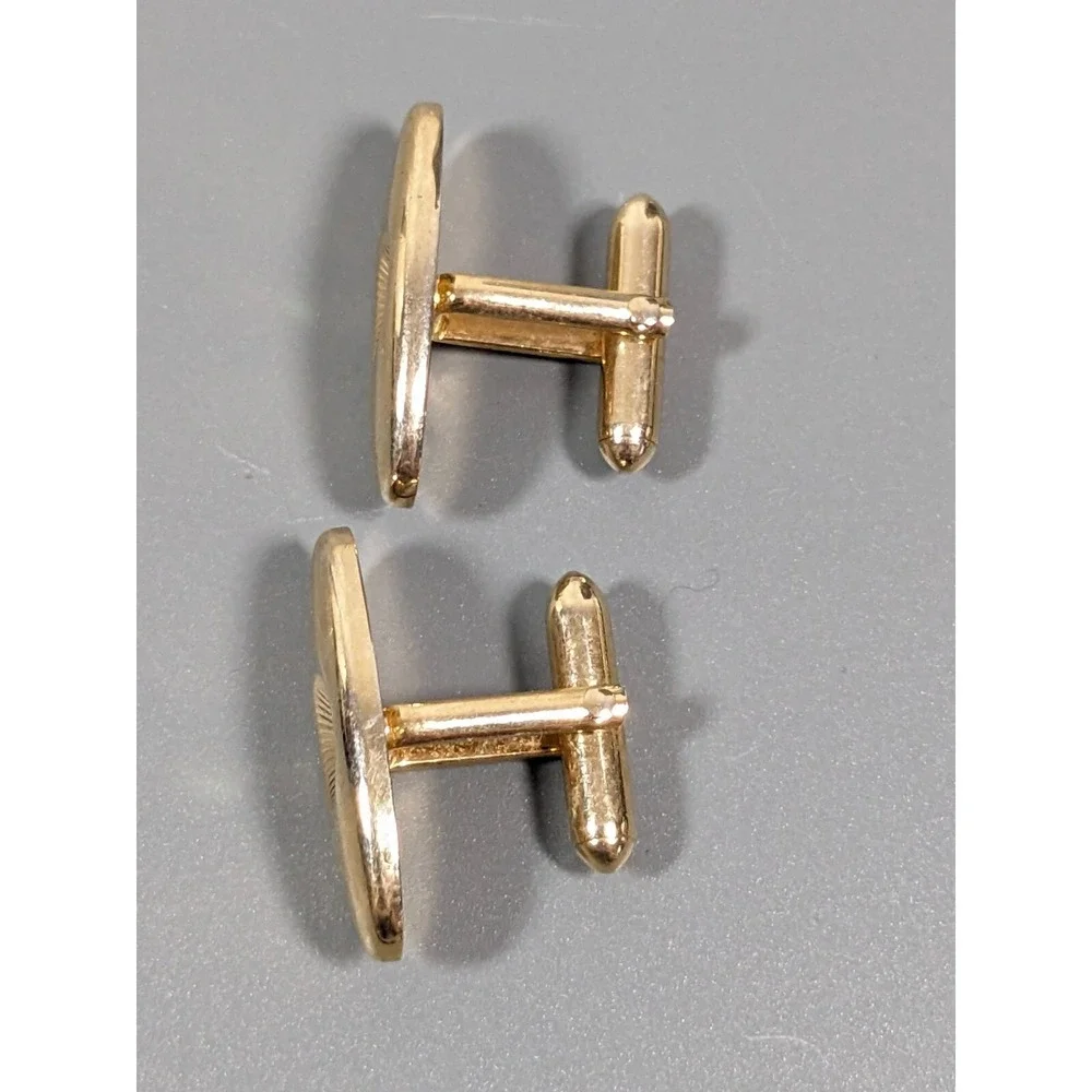 Vintage Swank Aurora Borealis AB Oval Cufflinks‎ Gold Tone